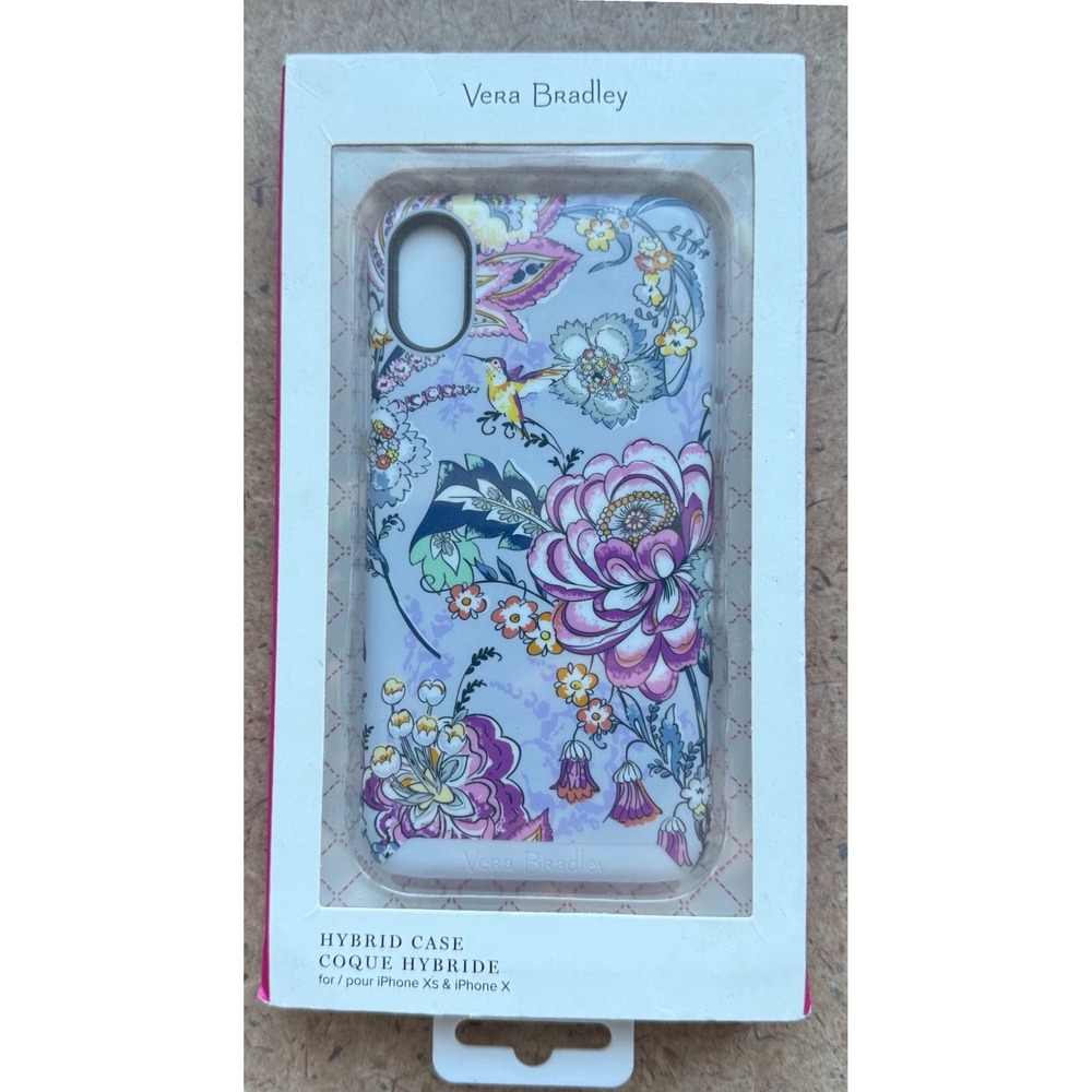 Vera Bradley Hybrid Case iPhone X/XS Purple Floral Hummingbird Protective Cover